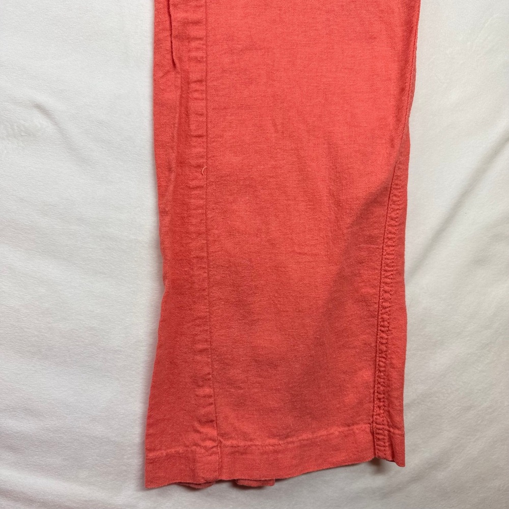 Roxy Oceanside Coral Pink Linen Blend Wide Leg Drawstring Beach Pants Womens M - Picture 15 of 16